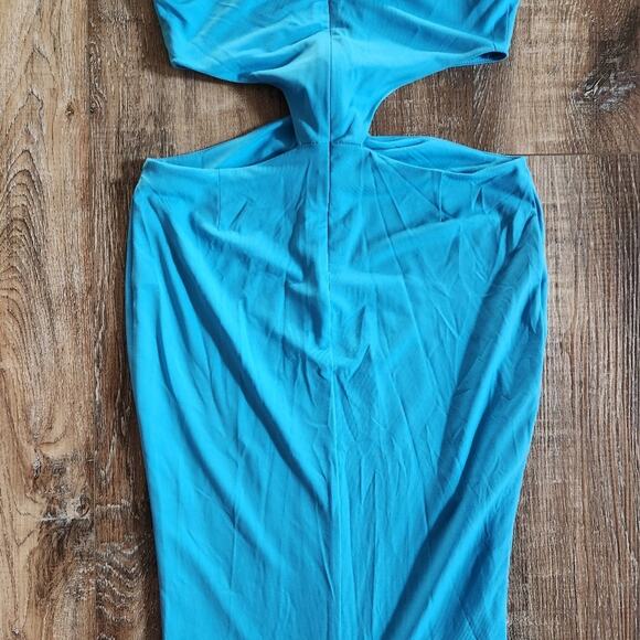 Retrofete Raven Dress in Peacock Blue Size Large Halter Open Back NWT - Picture 9 of 14